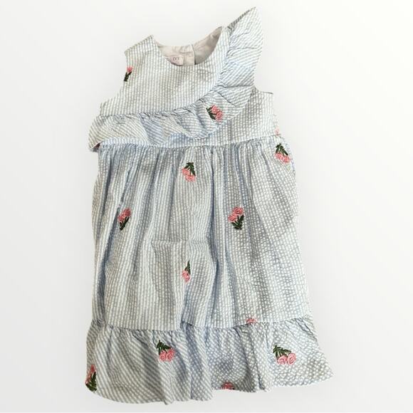 Iris & Ivy 3T Striped Blue and Pink Floral Kids Dress - Picture 1 of 1